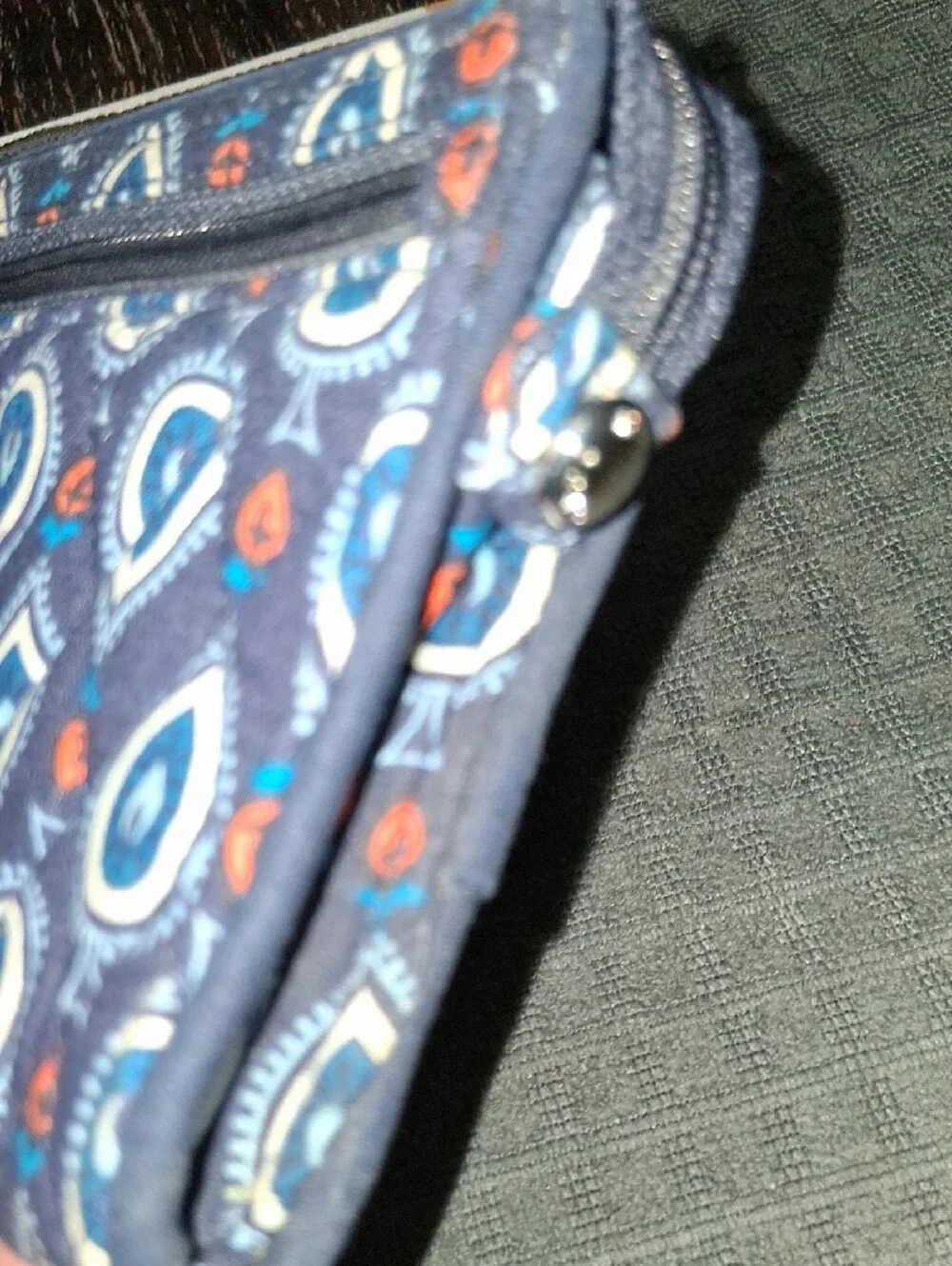 Vera Bradley Navy Quilted Wristlet with Teardrop Motif - Picture 4 of 6